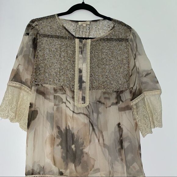 Sundance Sheer Lace Tie Dye Half Sleeve Top - Picture 4 of 7